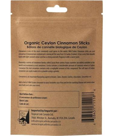 Wild Tusker Organic Ceylon Cinnamon - Sticks 12x20g - Buy Online on GoSupps.com