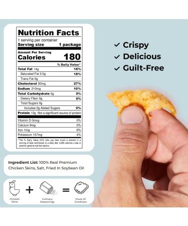 Flock Keto Chicken Skin Chips | Original Flavor | Low Carb High Protein Snack | 1oz 8-Pack - Buy Online on GoSupps.com