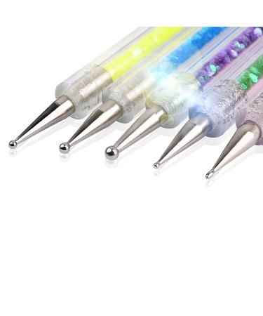 Waldd 5-Piece Nail Art Brush Set - Double Ended Dotting Tools with Multi-Colored Nail Brushes for Manicure Care - Buy Online on GoSupps.com