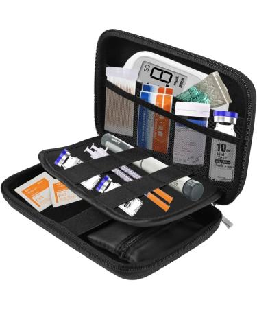 Bobrand Diabetic Supplies Travel Case - Organizer Bag for Glucose Monitor Blood Sugar Meter Test Strips & More (Black) | International Shipping - Buy Online on GoSupps.com