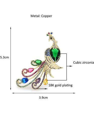 Pin Jewelry Gifts for Women Ladies Fashion Accessories Ladies Elegant Peacock Brooch Designer Green Bird Classic Party Brooch Pin Brooches & Pins - Buy Online on GoSupps.com