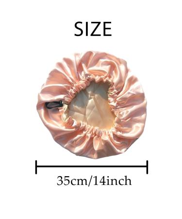 Ladaypoa 2-Piece Satin Sleeping Cap for Women - Double-Layer Adjustable Silk Hood for Curly Hair - Pink & Black - Buy Online on GoSupps.com