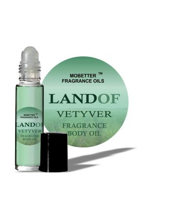 MOBETTER FRAGRANCE OILS LAND OF VETYVER Body Oil 1/3 oz roll on Glass Bottle