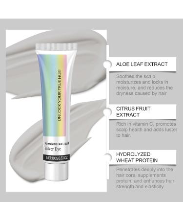 blmcoos Silver hair color 2 in 1 with natural essence extract coloring cream for silver-grey hair with long-lasting grey coverage smoky silver-grey color without - Buy Online on GoSupps.com