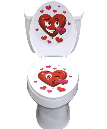 Iconikal 2-Piece Toilet Seat Cling Decoration Set, Valentine's