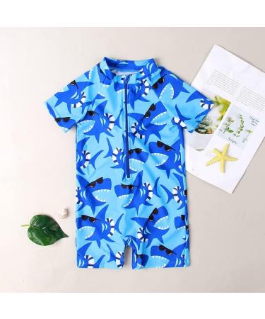 PythJooh Baby Boy Blue Shark Rash Guard Swimsuit | 2-3 Years | Beach Swimwear for Toddler Boys | Zipper One Piece Swimming Outfit - Buy Online on GoSupps.com
