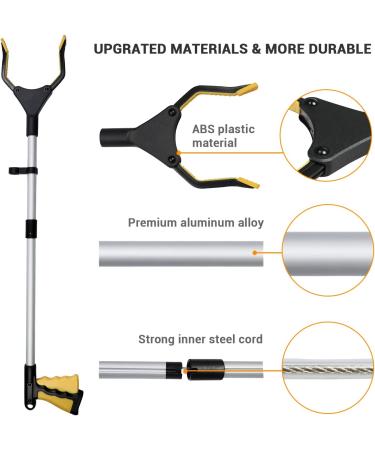 OPOVE 2-Pack 32 Grabber Reacher Tool for Elderly & Seniors - Foldable Trash Pick Up Assist Tool with Magnetic Tip - Wide Jaw & Rotating Gripper - Reacher Grabber Litter Picker (Yellow) - Buy Online on GoSupps.com