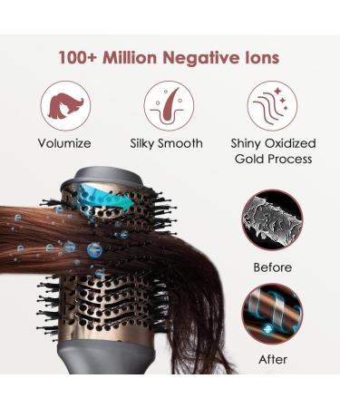 Fascinating Warm Air Brush | One-Step Ionic Hair Dryer with 3 Temperatures & 2 Brush Heads | 100+ Million Negative Ions for Silky Voluminous Hair - Buy Online on GoSupps.com