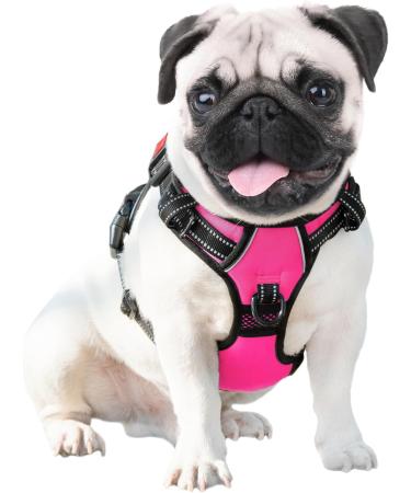 Phoepet Reflective Adjustable Dog Harness for Small Dogs - Pink L - Front Clip Vest with Handle 2 Metal Rings & 3 Buckles - Comfortable & Secure Fit - Buy Online on GoSupps.com