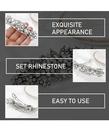 Davfiecn 2 Pieces Antique Crystal Barrette Rhinestone Metal French Barrettes Rhinestone Pearl Hair Clips for Women Girls Wedding Birthday Prom Gift - Buy Online on GoSupps.com
