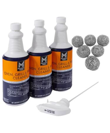 Commercial Oven Grill and Fryer Cleaner 32 oz 3 pk Comes With 6 Mini Stainless Steel Wire Scrubber Ball