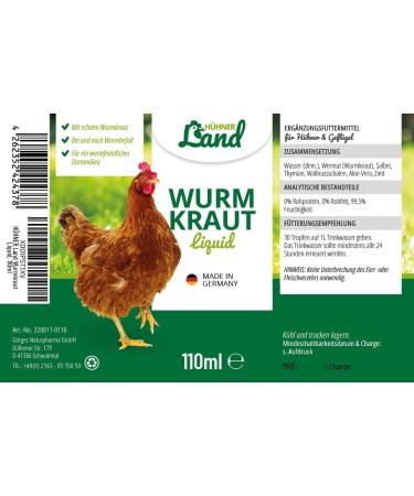 H HNER Land Liquid Wormer 110 ml for chickens and poultry - Natural recipe - Secondary wormer - Without anthelmintic - Buy Online on GoSupps.com