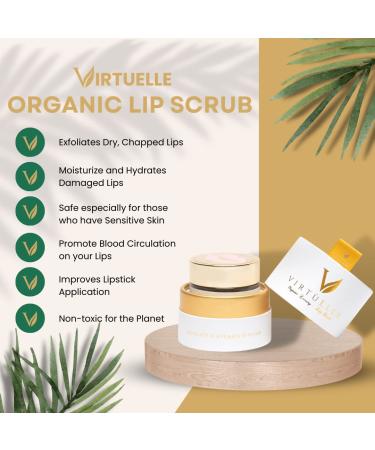 Virtuelle 100% Natural Lip Scrub - Organic 3-in-1 Exfoliator for Plump, Hydrated Lips (Cinnamon Vanilla, 17g) - Buy Online on GoSupps.com