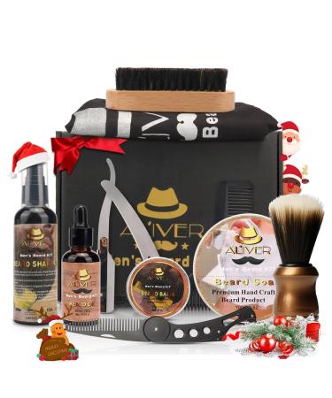 Beard Care Kit for Men, Beard Kit with Beard Shampoo, Beard Oil, Beard Creams, Beard Comb, Beard Brush, Beard Scissors, Men's