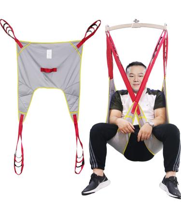 Patient Lifting Hoist Sling Portable Transfer Belt Sling 4 Adjustable Lanyards Divided Leg Shower Sling for Nursing Elderly Disabled Safety Convenient Load-230kg L