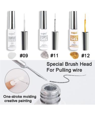 3Pcs Metallic Gold Gel Liner Nail Art Polish Set - Silver, White, and Gold | Thin Brush Painted Design | Soak off Curing for Nail Manicure Painting - 0.27 Fl Oz (Pack of 3) - Buy Online on GoSupps.com