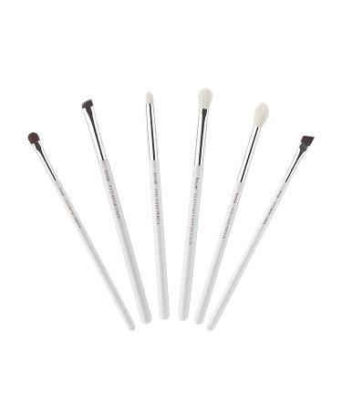 Jessup 6-Piece Eye Makeup Brush Set | Premium Eyeshadow Eyeliner & Powder Brushes - White/Silver T241 - Buy Online on GoSupps.com