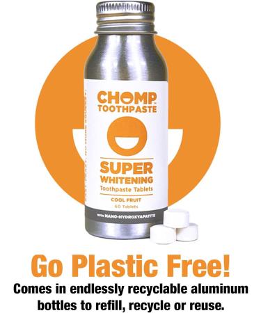 Chomp Super Whitening Cool Fruit Toothpaste Tablets - Nano Hydroxyapatite for Bright Smiles - International Shipping Available - Buy Online on GoSupps.com