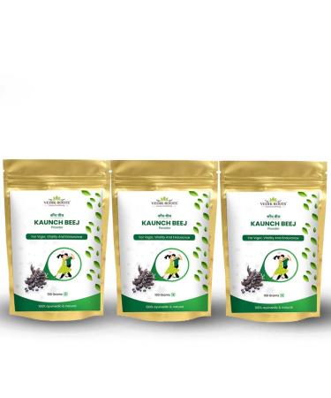 VEDIKROOTS Kaunch Beej Powder Natural Ayurvedic Herb for Daily Wellness | 100% Pure & Vegan 100g Each(Pack of 3)