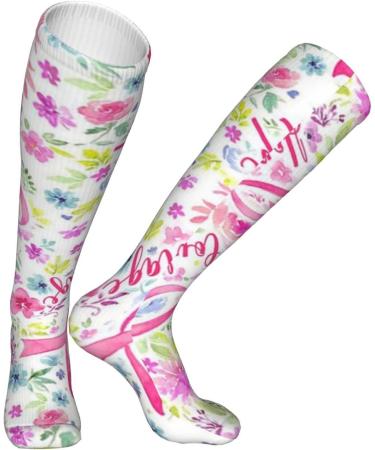 Breast Cancer Ribbons Compression Socks 15-20 mmHg for Men & Women | Love Hope Faith | Perfect for Running & Cycling - Buy Online on GoSupps.com
