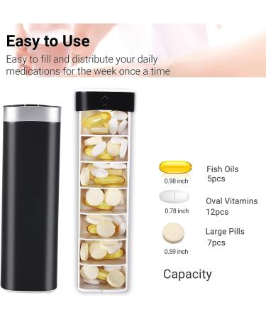 Betife Daily Pill Organizer 7 Day Weekly Travel Case for Vitamins & Supplements (Black) - Buy Online on GoSupps.com