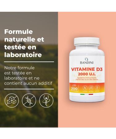 Bandini Vitamin D3 60 000 IU/month Vegetarian Tablets Bone Health Immune System Muscles High Dose Vitamins D 50 g Vit D + 50mcg Cholecalciferol (200 Count (Pack of 1)) - Buy Online on GoSupps.com