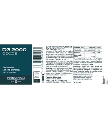  Bios Line Bios Line D3 Vegan 2000 IU Food Supplement 50ml - Buy Online on GoSupps.com