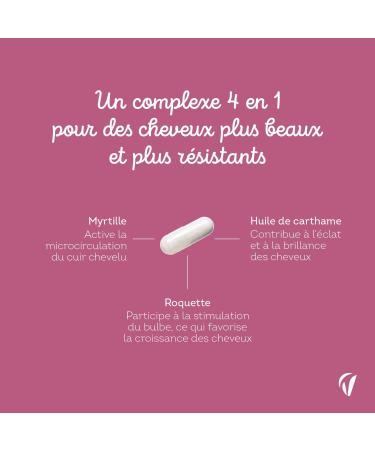 Complexe Cheveux 4en1 avec Biotine - Pousse de Cheveux Chute de Cheveux Brillance Force - 8 Actifs dont Zinc et Roquette - 90 g lules - Vegan Fabriqu en France - Vitavea - Buy Online on GoSupps.com