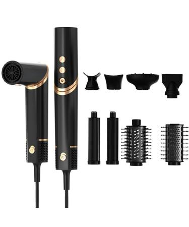 Hair Dryer Brush Powerful 8 in 1 Hair Blow Dryer with 110 000 RPM High-Speed Negative Ionic Automatic Curling Iron Professional Air Styling & Drying System Curling Volumizing (Black)