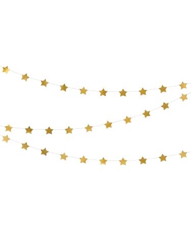 PartyDeco Garland with gold stars golden stars pendant golden mirror foil dimensions: 3.6 m Christmas New Year's Eve wedding birthday decoration background curtain