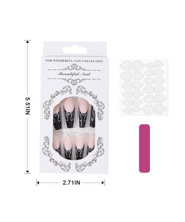 Vatocu 24-Piece Ballerina Press-On Nails - Long Red Black & White Acrylic False Nails for Women - Buy Online on GoSupps.com