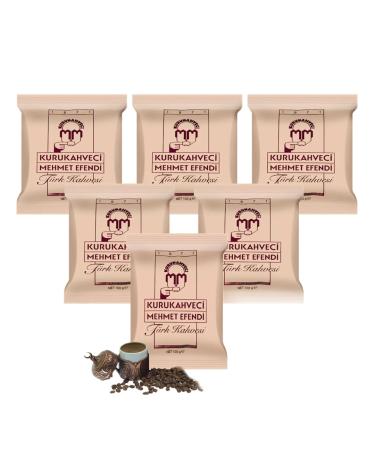 Mehmet Efendi Turkish Coffee - Medium Roast 100% Natural Grind for a True Turkish Delight (100g 6 Pack) 6 Pack 250 g (Pack of 1)