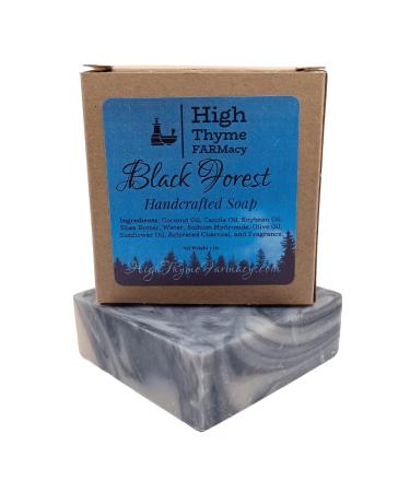 Black Forest Soap - 5 ounce Bar of Handmade Deep Musk & Sandalwood Scented Soap - Sweet Earthy Lye Soap with Activated Charcoal - Moisturizing Bath Soap
