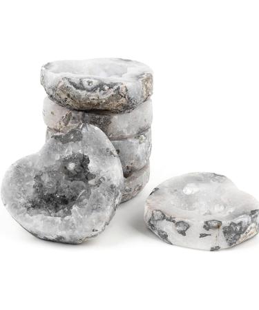 Natural Crystal Natural Agate Geode Heart Shape Stone Crystals Halves Stones Slice Specimen Collection Loving Gifts 55-65mm Home Goods (Size : 2pcs) - Buy Online on GoSupps.com