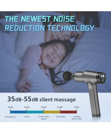 Deep Tissue Massage Gun - Handheld Electric Body Back Massager for Athletes | High Percussion Muscle Device with 10 Attachments - Silver - Buy Online on GoSupps.com