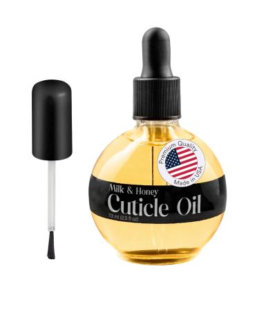 C CARE Cuticle Oil For Nails - Milk and Honey Nail Oil - Repairs Moisturizes and Strengthens Nails and Cuticles Overnight - Dropper & Brush included - Large 2.5 oz bottle 2.5oz