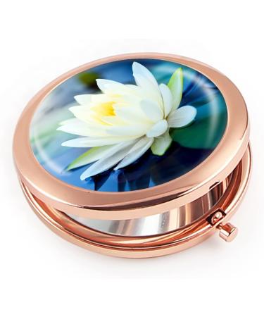 iampanda Compact Rose Gold Pocket Makeup Mirror with 2X Magnifying - Beautiful Lotus Flower Design - Buy Online on GoSupps.com