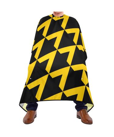 Waterproof Barber Cape -Yellow Geometric Grid Pattern Cheetah Haircut Bib for Men Unisex Hair Cutting Cape(8rp1a)