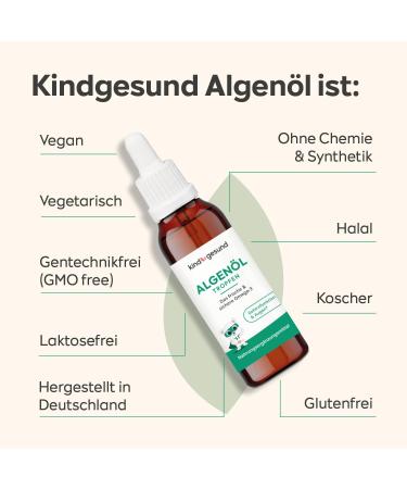  kind gesund Omega 3 Drops Child - Vegan & Sustainable - 50 ml of seaweed oil (60 days) - Child-friendly dosage: 205 mg DHA + 103 mg EPA per daily dose - Light intake & lemon flavour - From - Buy Online on GoSupps.com