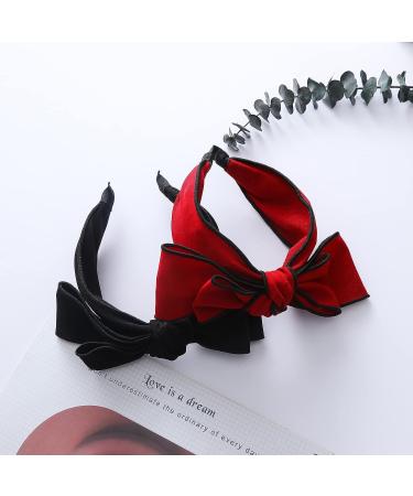 SARTS Double Layered Bow Knot Headband - Red Black Hair Accessories for Women and Girls - Buy Online on GoSupps.com