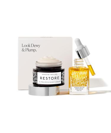 Naked & Thriving The Advanced Anti-Aging Duo: For fewer visible wrinkles | Restore Ultra-Rich Night Cream (50 mL) + Prevent Anti-Aging Face Oil (35 mL)