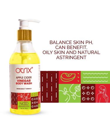 O.trix Apple Cider Vinegar Body Wash - Purifying & Hydrating Skin Cleanser for All | Acne Treatment & pH Balancer | 290ml - Buy Online on GoSupps.com