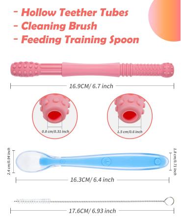 Hongteya Baby Bite Tube & Ring Set - BPA-Free Silicone Dental Aid 0-12 Months 6 Vibrant Colors - Safe Teething Solution for Infants - Buy Online on GoSupps.com
