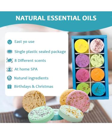 Organic Shower Steamers - 8 Pack Shower Bombs for Relaxation - Essential Oils Self-Care Gift for Home Spa - Long-Lasting Aromatherapy - Men and Women - Buy Online on GoSupps.com