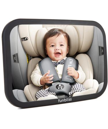 Funbliss Baby Car Mirror for Back Seat Black - Safely Monitor Infant Child in Rear Facing Car Seat Mirror for Baby in Car Seat Best Newborn Car Seat Accessories Shatterproof