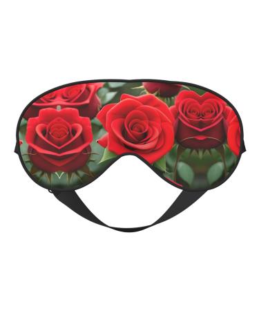 Red Rose Flowers Print Double-Sided Eye Mask Soft and Light Blocking for Enhancing Sleep Quality