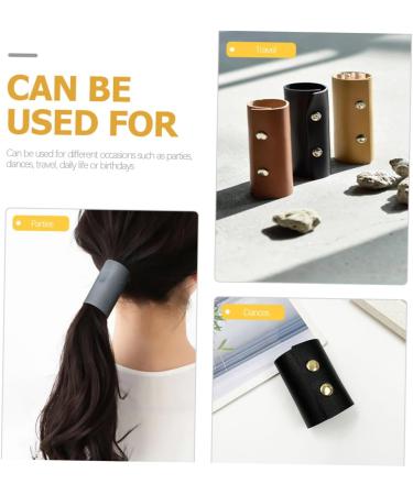 Minkissy Elastic Hair Bands Leather Hair Ties Leather Hair Cuff Leather Ponytail Holder Simple Hair Bands for Thick Heavy or Curly Hair (Black) Elastic Hair Ties - Buy Online on GoSupps.com