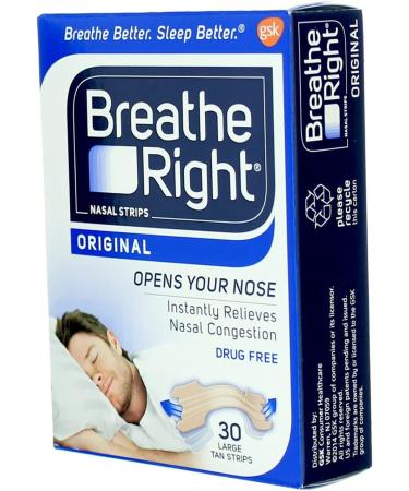 Breathe Right Nasal Strips Original Tan Large - 30 ct (Pack of 6) - Effective Nasal Congestion Relief - Buy Online on GoSupps.com