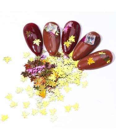 Thanksgiving Decor4 Colors Maple Leaf Nail Art Sequins Maple Leaf Nail Glitters Stickers Autumn Nail Sequins for Nail Art - Buy Online on GoSupps.com