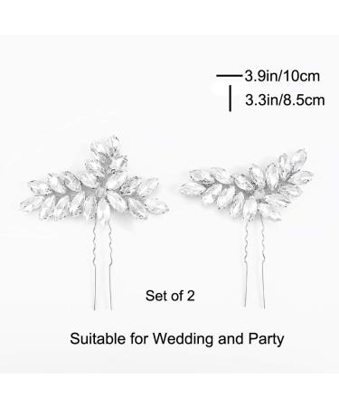 Venusvi Bride Wedding Crystal Hair Pins - Pack of 2, Silver Rhinestone Bridal Hair Accessories for Women and Girls - Buy Online on GoSupps.com